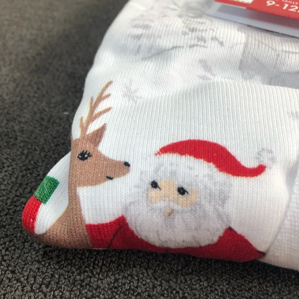 Pottery Barn Organic Heritage Santa Nursery Pajama White/black 9-12 Months